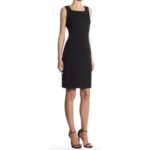 Saint John Caviar Black Milano Classic Sheath Wool Blend Knit Dress 6 MSRP $795